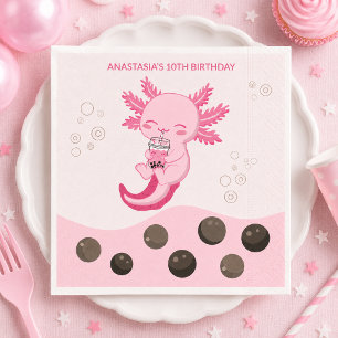 Serviette En Papier Thème Anniversaire Thé à Boules de Lait Bulles Axo