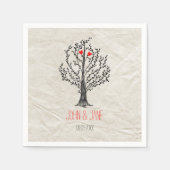 Serviette En Papier Thème Arbre et Coeurs (Devant)