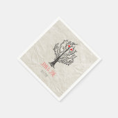 Serviette En Papier Thème Arbre et Coeurs (Coin)