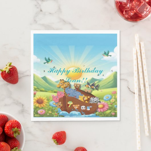 Serviette En Papier Thème Arche de Noah (En situation)