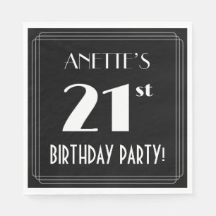 Serviette En Papier Thème Art Déco pour une fête d'anniversaire 21 ans
