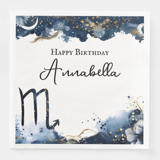 Serviette En Papier Thème Astral Anniversaire Scorpion (Devant)