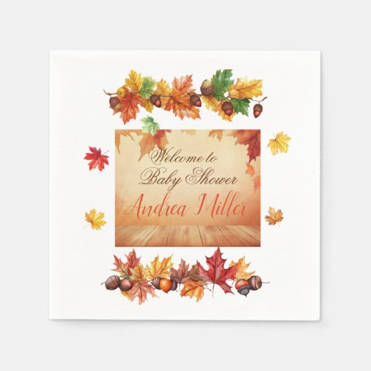 Serviette En Papier Thème Automne Feuilles Baby shower (Devant)