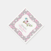 Serviette En Papier Thème Baby shower de la chouette des bébés rose et (Coin)