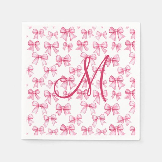Serviette En Papier Thème Baby Shower esthétique Coquette Rose Monogra (Devant)