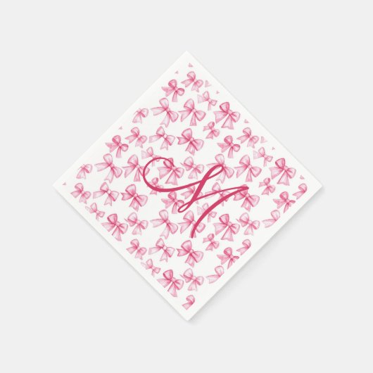 Serviette En Papier Thème Baby Shower esthétique Coquette Rose Monogra (Coin)