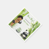 Serviette En Papier Thème bébé garçon panda bambou noir blanc vert (Coin)