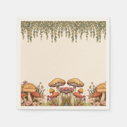 Serviette En Papier Thème Boho Champignons (Devant)
