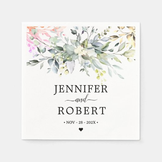 Serviette En Papier Thème botanique rustique | Mariage d'eucalyptus (Devant)