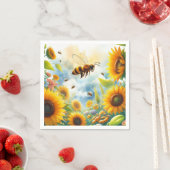 Serviette En Papier Thème Busy Bee Sunflower Garden (En situation)