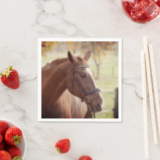 Serviette en papier thème cheval d'automne élégant (En situation)