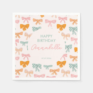 Serviette En Papier Thème coquette avec nœud pour fête d'anniversaire 