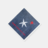 Serviette En Papier Thème côtier Saint-Valentin Coeur rouge & Starfish (Coin)