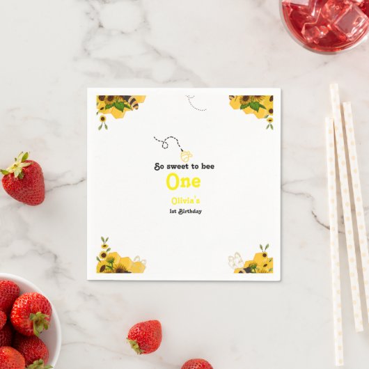 Serviette En Papier Thème d'abeille Bumble moderne Première fête d'ann (En situation)