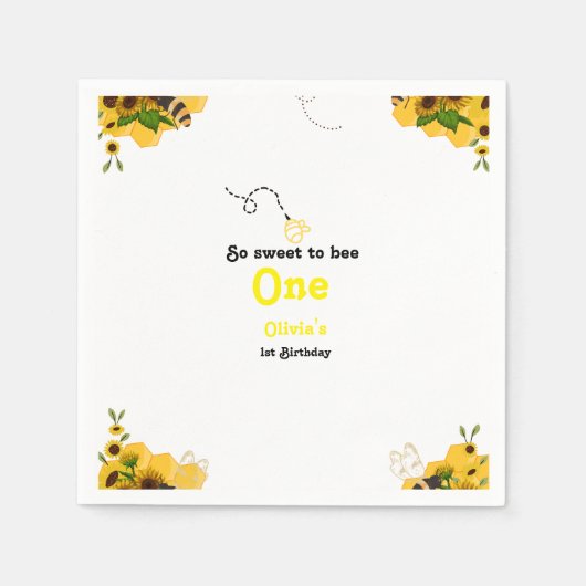 Serviette En Papier Thème d'abeille Bumble moderne Première fête d'ann (Devant)