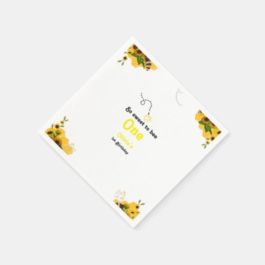 Serviette En Papier Thème d'abeille Bumble moderne Première fête d'ann (Coin)