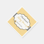 Serviette En Papier Thème d'abeille Honeycomb Or & Gris Polka Dot (Coin)