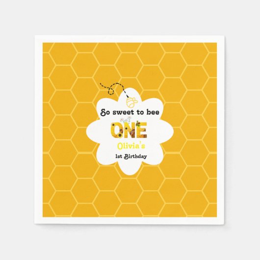 Serviette En Papier Thème d'abeille moderne Bumble Première fête d'ann (Devant)