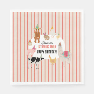 Serviette En Papier Thème d'anniversaire Animaux de la ferme Animaux d