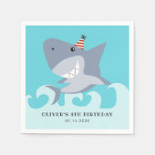 Serviette En Papier Thème d'anniversaire de requin (Devant)