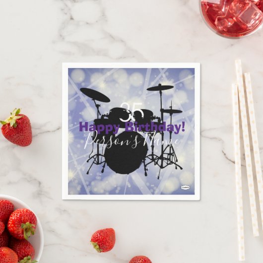 Serviette En Papier Thème d'anniversaire du batteur Napkin HAMbWG (En situation)