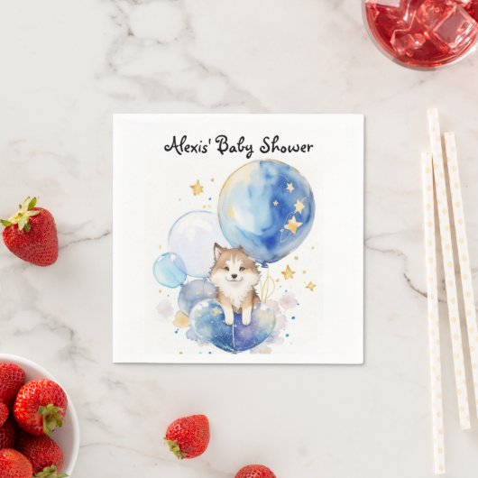 Serviette En Papier Thème de Baby shower de loup mignon (En situation)