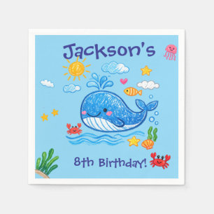 Serviette En Papier Thème de baleine d'anniversaire pour enfants Fête