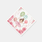 Serviette En Papier Thème de ballet rose avec nom et ballons (Coin)