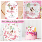 Serviette En Papier Thème de ballet rose avec nom et ballons