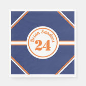 Serviette En Papier Thème de baseball bleu et orange (Devant)