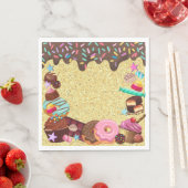 Serviette En Papier Thème de bonbons, chocolat, bleu rose violet (En situation)