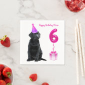 Serviette En Papier Thème de chiot 6e anniversaire - mignon chien rose (En situation)