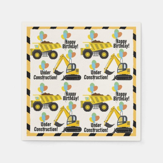 Serviette En Papier Thème de construction Papier d'anniversaire Napkin (Devant)