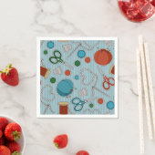 Serviette En Papier Thème de couture mignon serviettes Bleu (En situation)