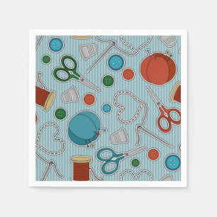 Serviette En Papier Thème de couture mignon serviettes Bleu