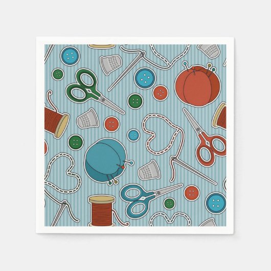 Serviette En Papier Thème de couture mignon serviettes Bleu (Devant)
