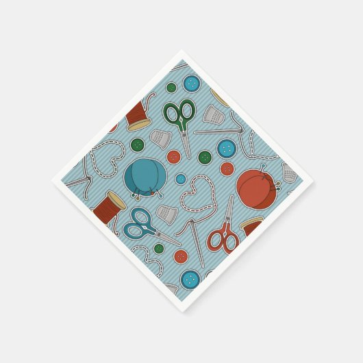 Serviette En Papier Thème de couture mignon serviettes Bleu (Coin)