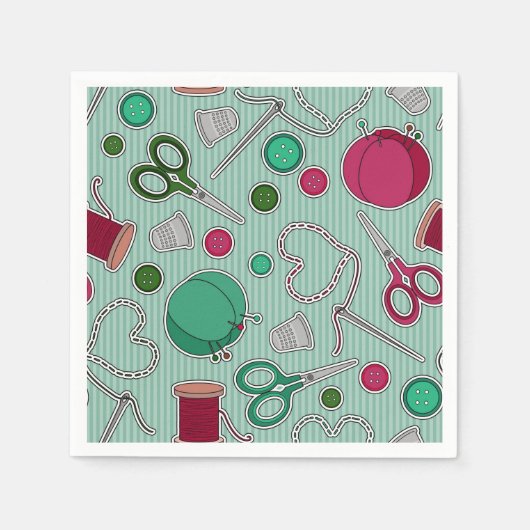 Serviette En Papier Thème de couture mignon serviettes vert (Devant)