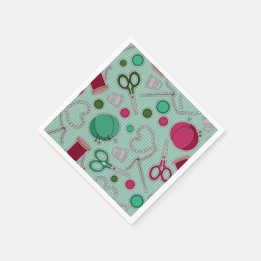 Serviette En Papier Thème de couture mignon serviettes vert (Coin)