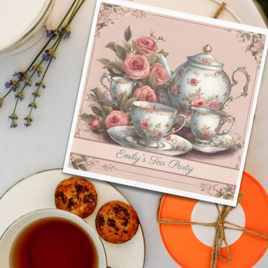 Serviette En Papier Thème de fête d'anniversaire avec un jardin fleuri