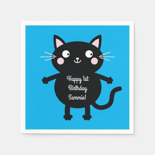 Serviette En Papier Thème de fête d'anniversaire de Cat Cute Kitty (Devant)