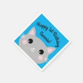 Serviette En Papier Thème de fête d'anniversaire de Cat Cute Kitty (Coin)