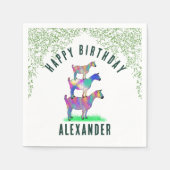 Serviette En Papier Thème de fête d'anniversaire de chèvre verdure nom (Devant)