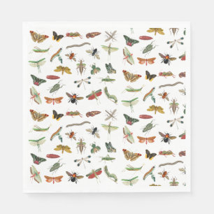 Serviette En Papier Thème de fête d'anniversaire de l'insecte Vintage 