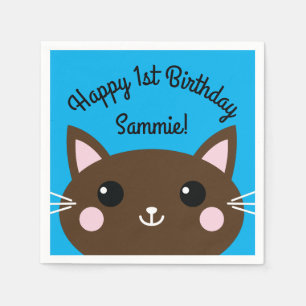 Serviette En Papier Thème de fête d'anniversaire pour enfants Chat Mig