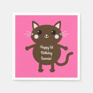 Serviette En Papier Thème de fête d'anniversaire pour enfants Chat Mig