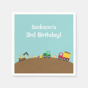 Serviette En Papier Thème de fête d'anniversaire pour garçons avec véh