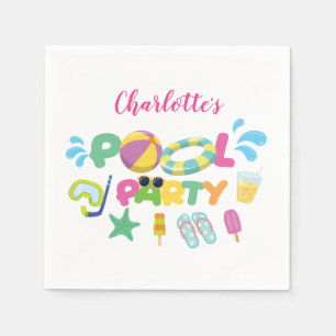 Serviette En Papier Thème de fête de piscine