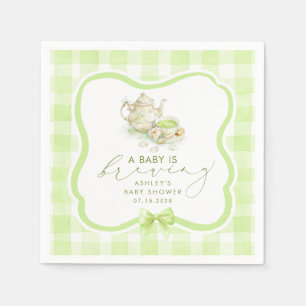 Serviette En Papier Thème de fête prénatale au thé matcha à carreaux v