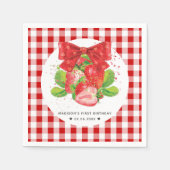 Serviette En Papier Thème de fraise personnalisé Anniversaire mignon é (Devant)